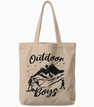 Outdoor Boys Logo Tote Bags - Natural