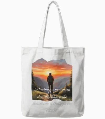 Climbing Mountain Tote Bags - White