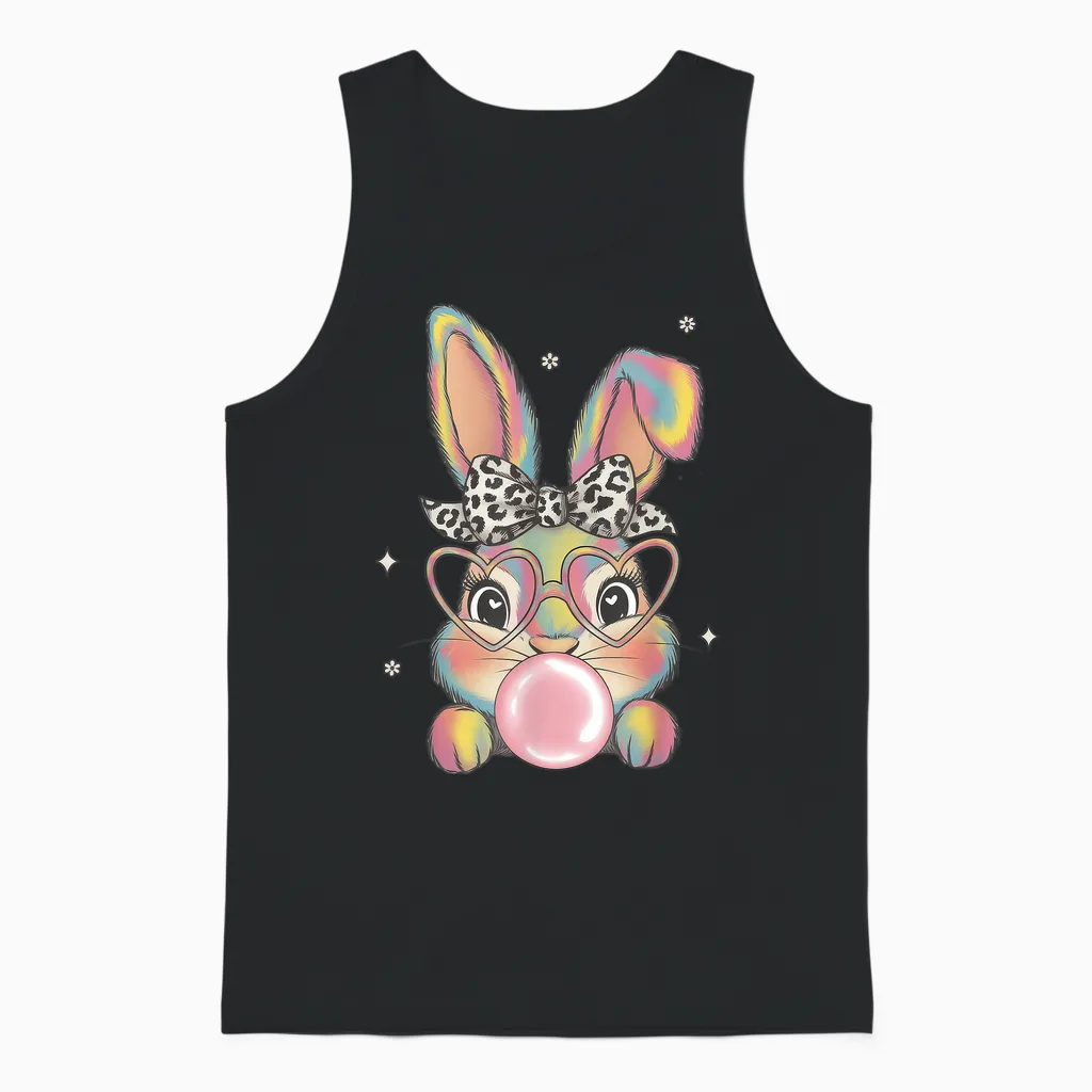 Easter T-Shirt Women's Children's Rabbit Bunny T-Shirt, Black, S Unisex Tank Top in Black
