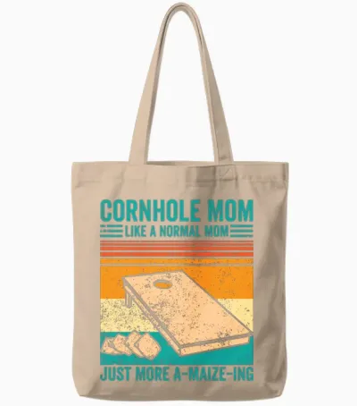 Funny Cornhole Retro Tote Bags - Natural