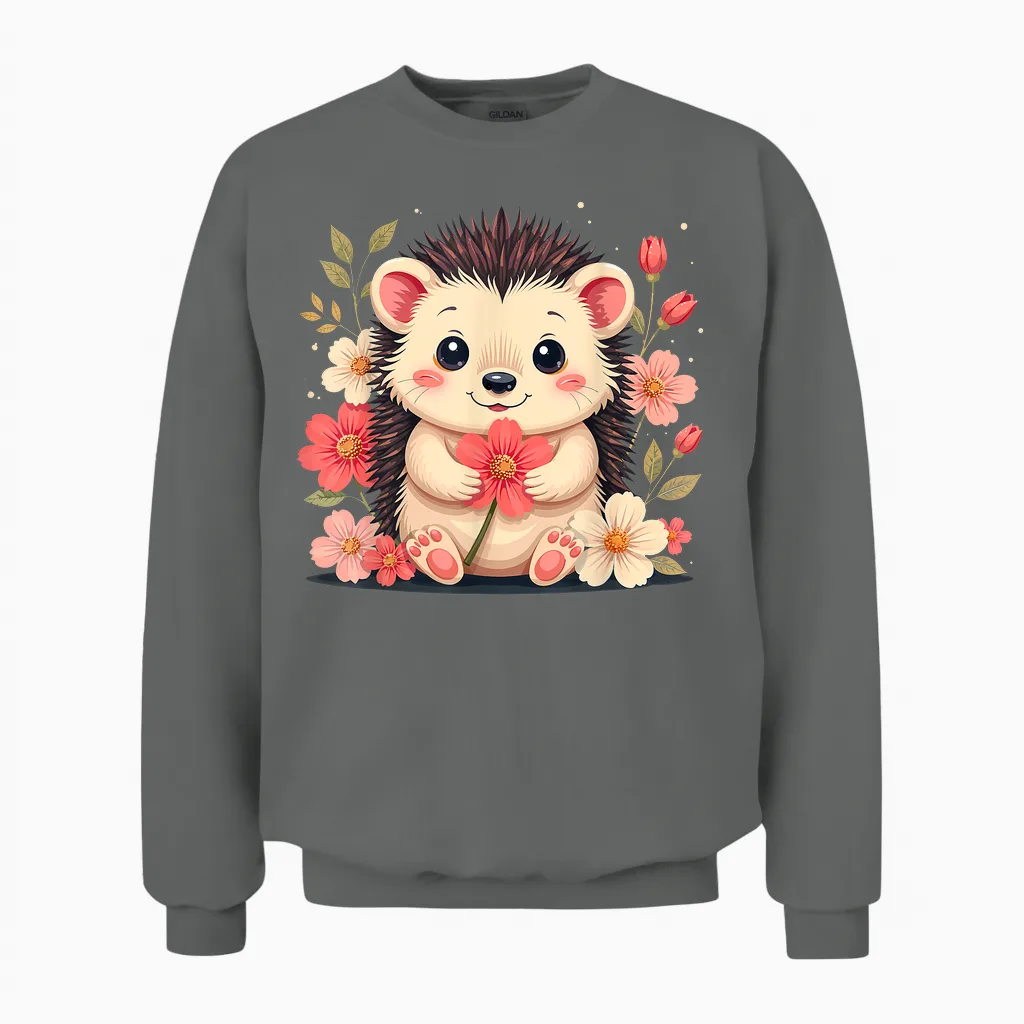 Hérisson Avec Fleurs Pour Jeunes Hommes Femmes Unisex Sweatshirt in Graphite Heather