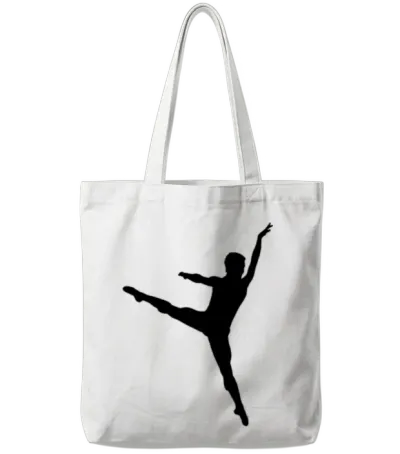 Male Ballet Dancer Silhouette Tote Bags - White
