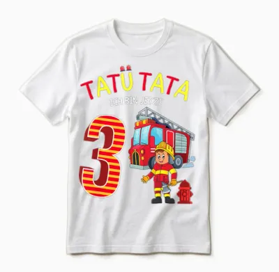 Feuerwehr Feuerwehrmann Kinder Geburtstag 3 Jahre Junge Unisex T-Shirt - White