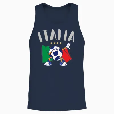 Italy Dabbing Soccer Ball Flag Star Badges Unisex Tank Top - Navy