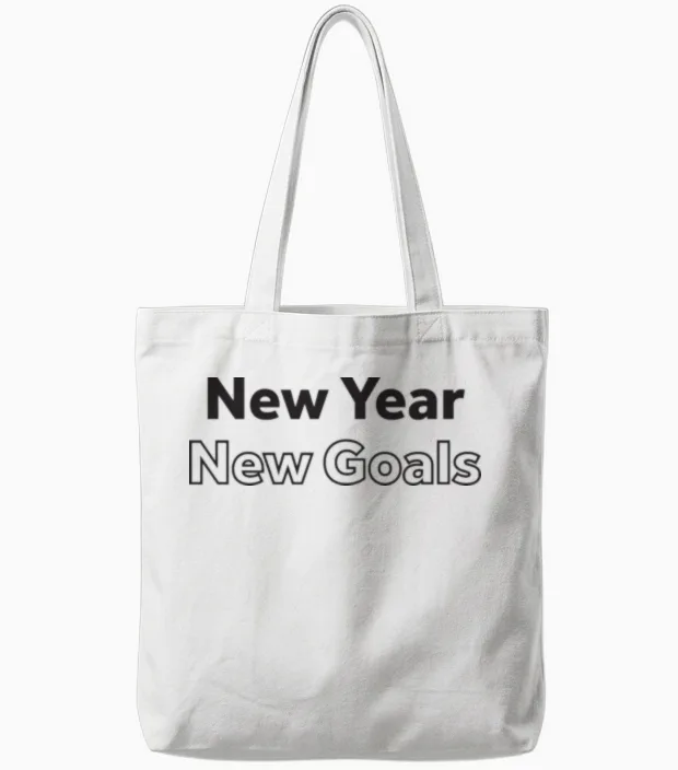 New Year New Goal Tote Bags in White