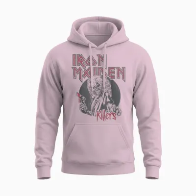 Iron Maiden - Vintage Beast Circle White Unisex Hoodie - Light Pink