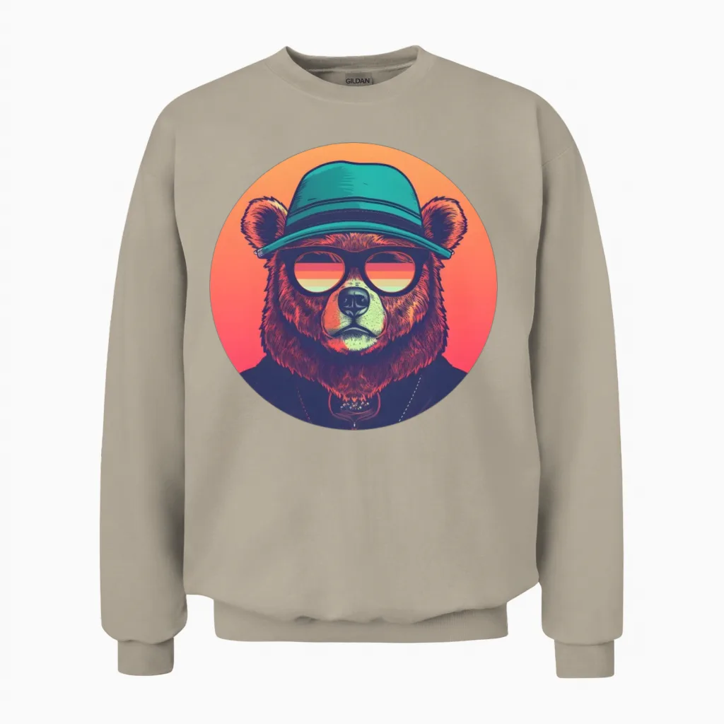 Retro Bear Lovers Design - Wildlife Unisex Sweatshirt in Sand