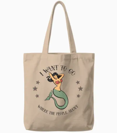 Anti-Social Mermaid Tote Bags - Natural
