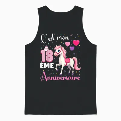 It's My 18th Birthday 18 Year Old Horse Riding Girl T-Shirt, Black, S Unisex Tank Top - Black