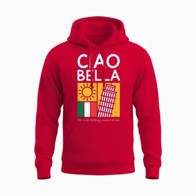 Ciao Bella - the Exciting Essence of Italy. Unisex Hoodie - Red