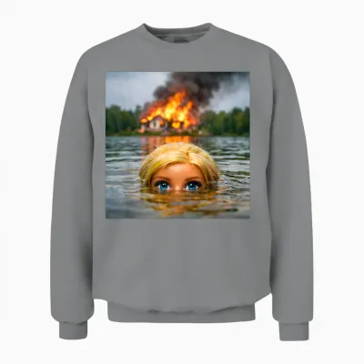 Lustige Puppe Gesicht Kleidung Meme Frauen Männer Vintage Schwimmen Unisex Sweatshirt - Sport Grey