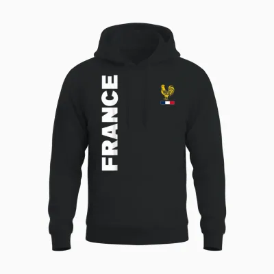 France Flag Supporter France T-Shirt, Blue, S Unisex Hoodie - Black