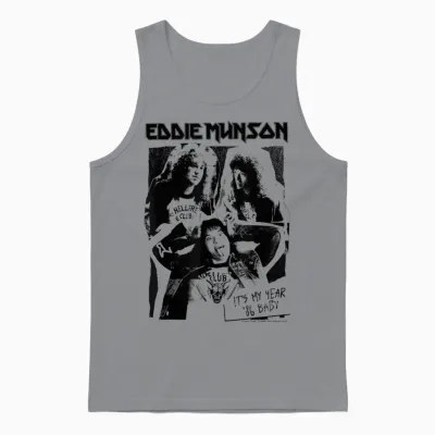 Stranger Things Eddie Munson Hellfire Club T-Shirt, White, S Unisex Tank Top - Sport Grey