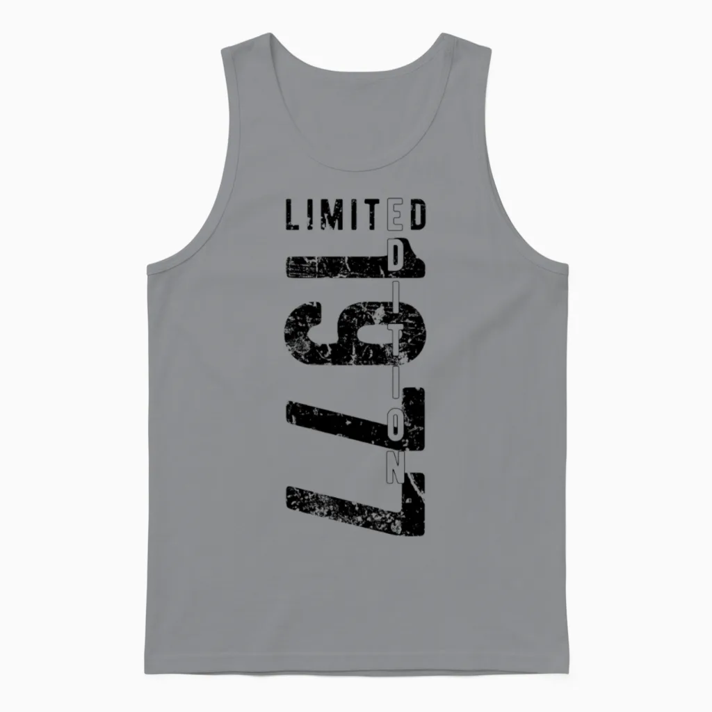 Grunge Vintage Limited Edition 1977 Birthday Unisex Tank Top in Sport Grey