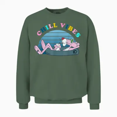 The Casual Vibe of the Pink Panther T-Shirt, Black, S Unisex Sweatshirt - Military Green