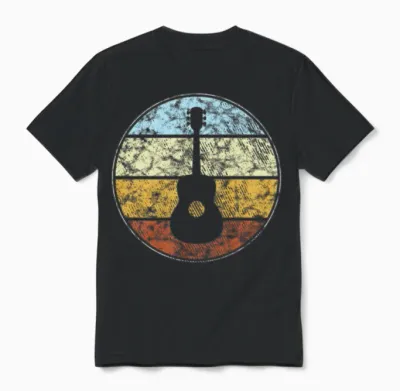 Guitar Retro Unisex T-Shirt - Black