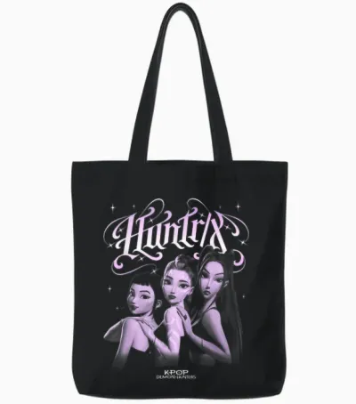 Kpop Demon Hunters Huntrix Gothic Officially Licensed Tote Bags - Black