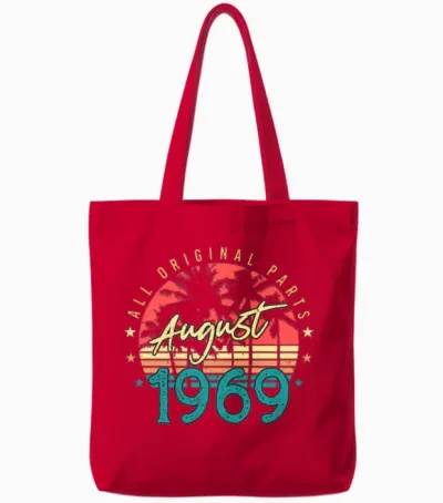 1969 August Retro Tote Bags - Red