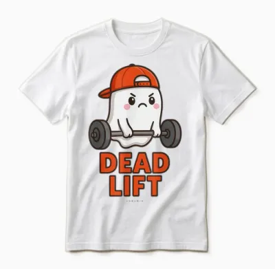T-Shirt Ghost Deadlift Funny Sport Humour Fitness Unisex T-Shirt - White