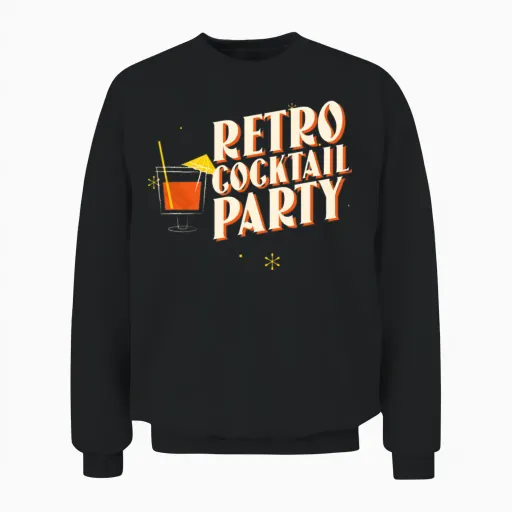 Retro Cocktail Party Design Unisex Sweatshirt in Black