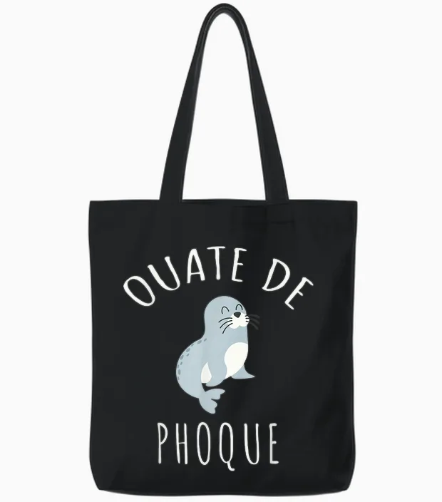 Seal Wadding French Humour Word Game Funny Tote Bags in Black
