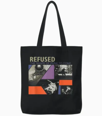 Rejected - Official Merchandise - the Shape of the Coming Punk T-Shirt, Black Tote Bags - Black