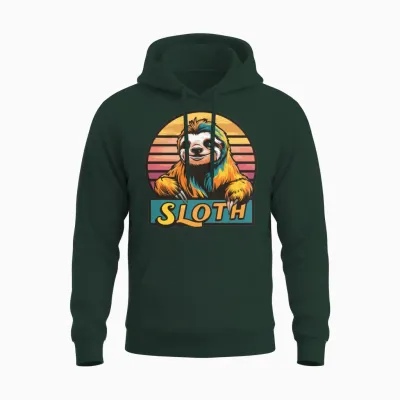 Funny Sloth Retro Vintage Unisex Hoodie - Forest