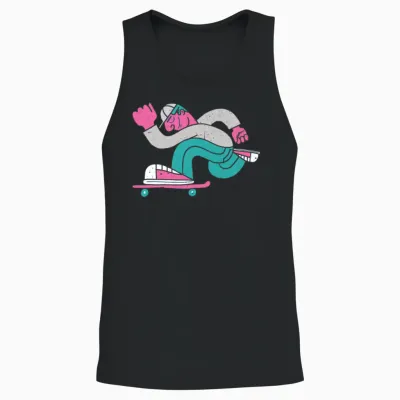 Retro Skate Skateboard Skateboarding Unisex Tank Top - Black