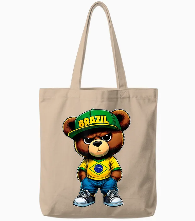 Brasil Brasilianischer Teddybär Mit Brasilien-Flagge Tote Bags in Natural