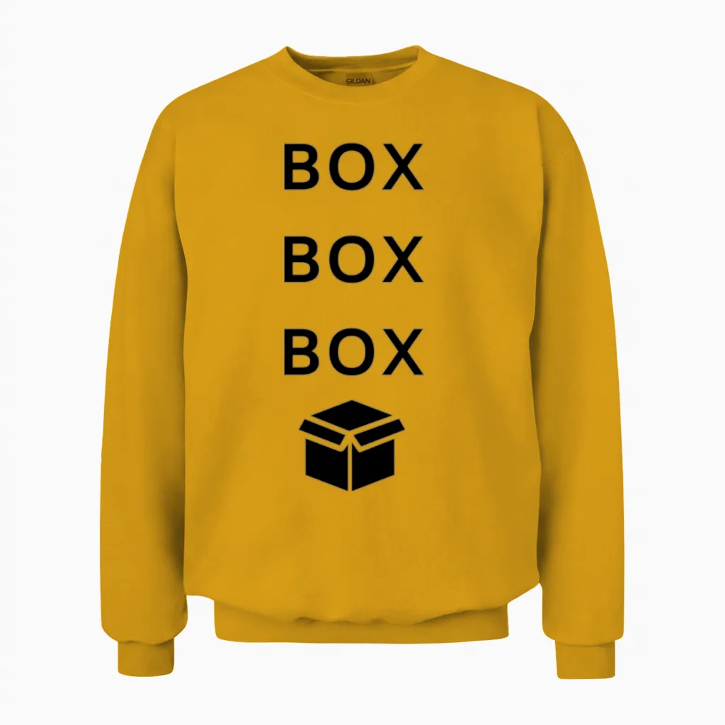 Box F1 Funny Unisex Sweatshirt in Gold