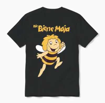 Maya the Bee Retro Pattern Cartoon Tv Series Logo T-Shirt, Black, S Unisex T-Shirt - Black