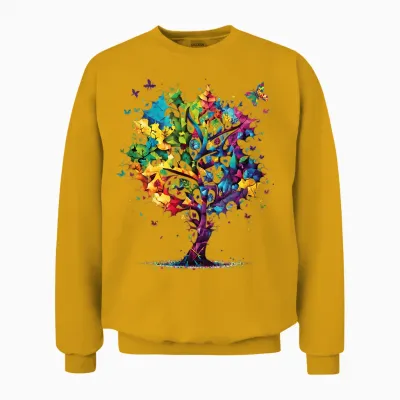 Awareness Autism Puzzle Pieces Colorful Tree Neurodiversity Unisex Sweatshirt - Gold