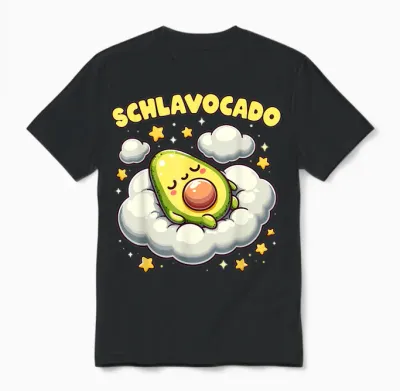 Schlavocado Lustiges Avocado Schlafshirt Nachtshirt Schlafen Unisex T-Shirt - Black