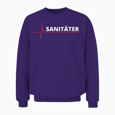 Sanitäter Ekg Herzschlag Herzlinie Cooles Sanitäter Unisex Sweatshirt - Purple