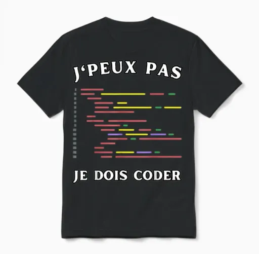 J'peux Pas Je Dois Coder Humour Programmer Developer T-Shirt, Black, S Unisex T-Shirt in Black