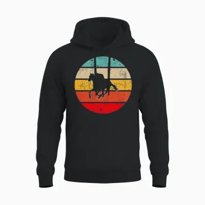 Horse Retro Unisex Hoodie - Black
