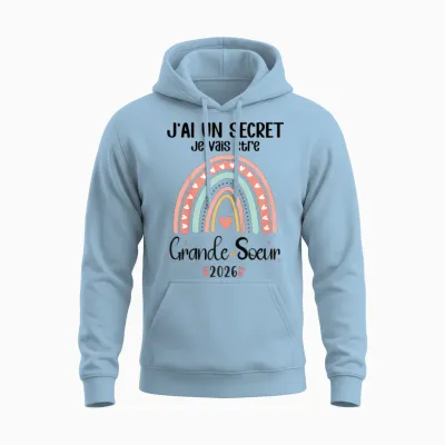 Child Future Big Sister 2026 Je Vais Etre Grande Soeur Unisex Hoodie - Light Blue
