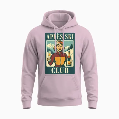Retro Après Ski Club Ski Holiday Winter Sports Unisex Hoodie - Light Pink