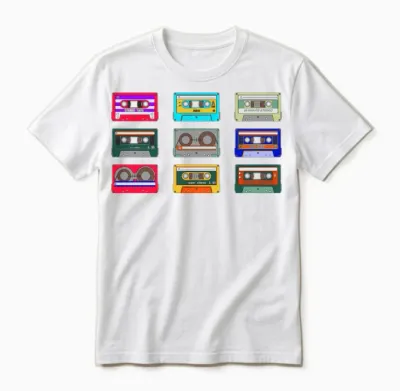 Retro Colorful Cassettes Unisex T-Shirt - White