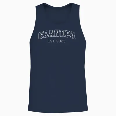 Promoted to Grandpa Est 2025 Soon to Be Grandpa Gifts Poppop Unisex Tank Top - Navy