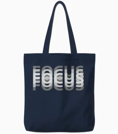 Retro Effect Focus Tote Bags - Navy