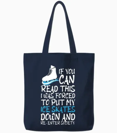 Ice Skating Funny Tote Bags - Navy