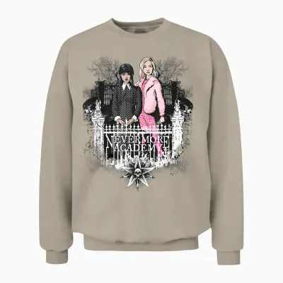 Wednesday Nevermore Academy Wednesday & Enid Unisex Sweatshirt - Sand