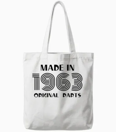 Made in 1963 Birthday Retro Tote Bags - White