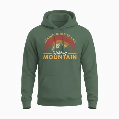 Adventure Has No Limit Hiking Mountains Unisex Hoodie - Military Green