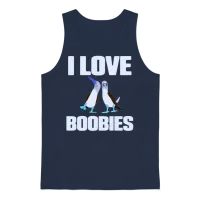 I Love Boobies Funny Blue Footed Boobies Bird Unisex Tank Top - Navy – 1