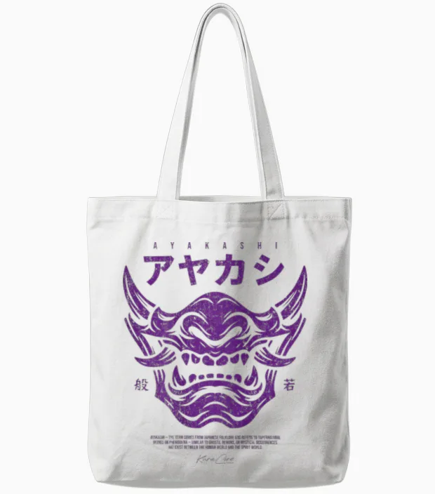 Backprint Japanese Streetwear Y2k Techwear Anime Cyberpunk Tote Bags in White