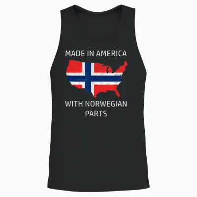 Made in America with Norwegian Parts - Norway and Usa Pride Unisex Tank Top - Black