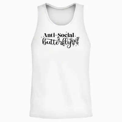 Anti Social Butterfly, Motivational Unisex Tank Top - White