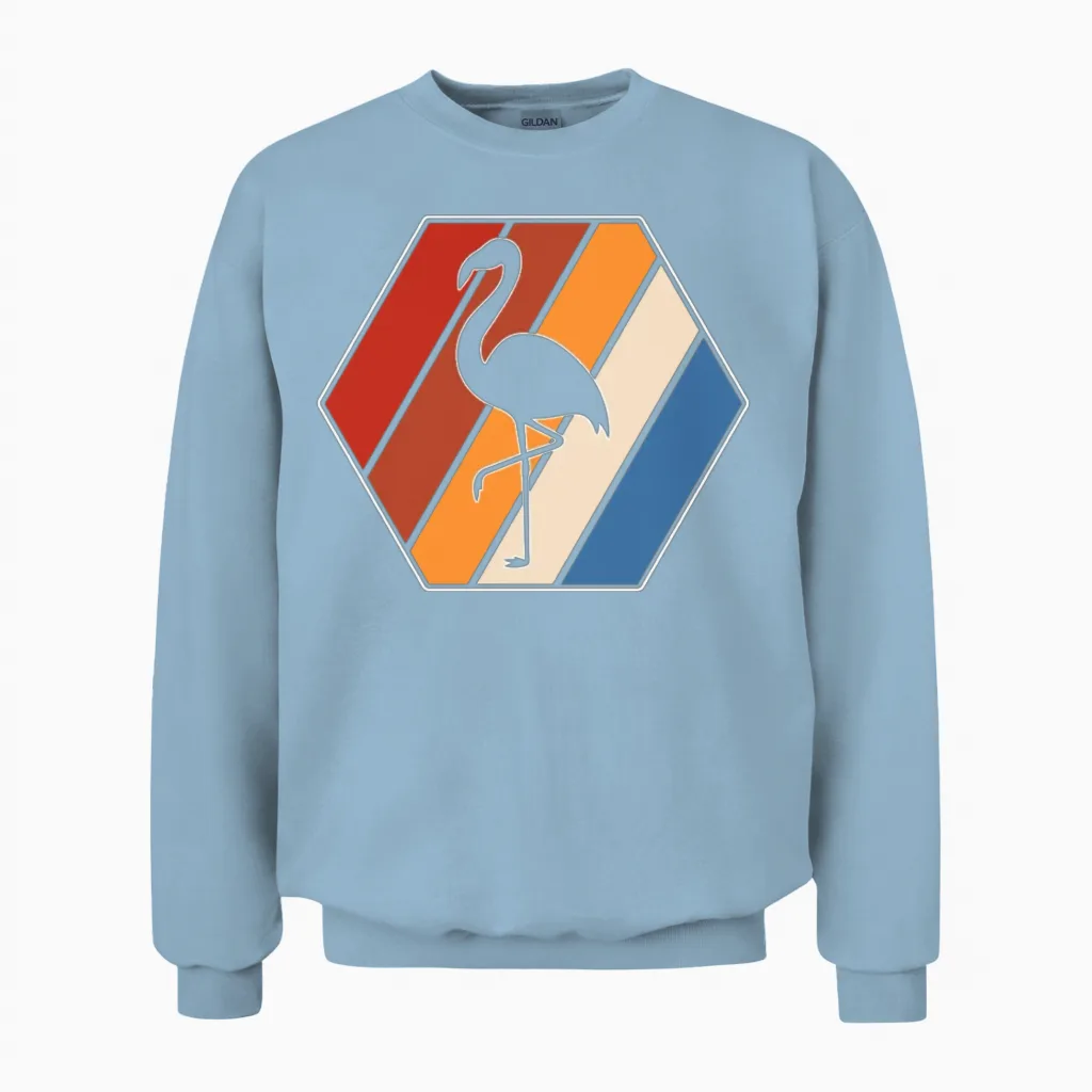 Flamingo Retro Unisex Sweatshirt in Light Blue
